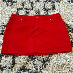 Tory Burch red denim mini skirt